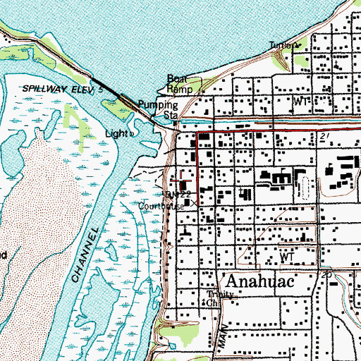 Topographic Map of Chambers County Jail, TX