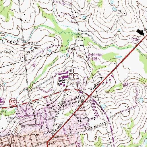 Topographic Map of Washington County Jail, TX