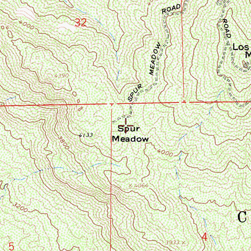 Topographic Map of Spur Meadow, CA