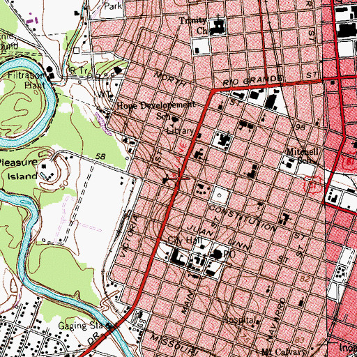 Topographic Map of Victoria County Jail, TX