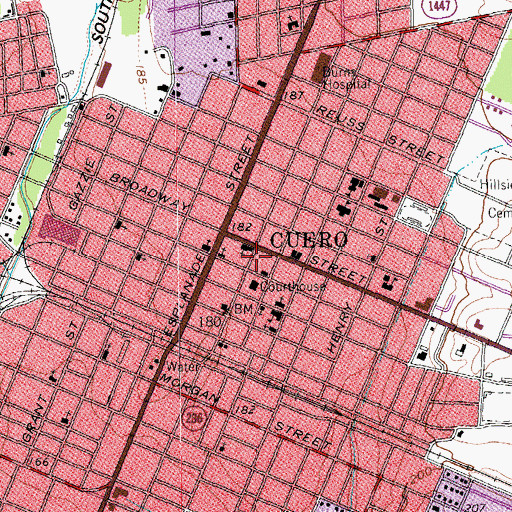 Topographic Map of DeWitt County Jail, TX