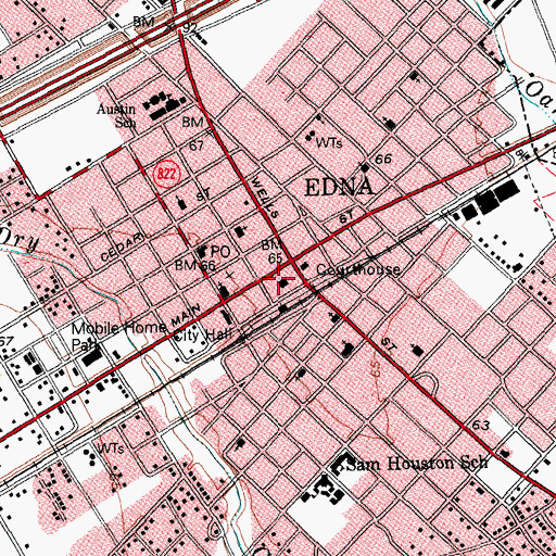 Topographic Map of Jackson County Jail, TX