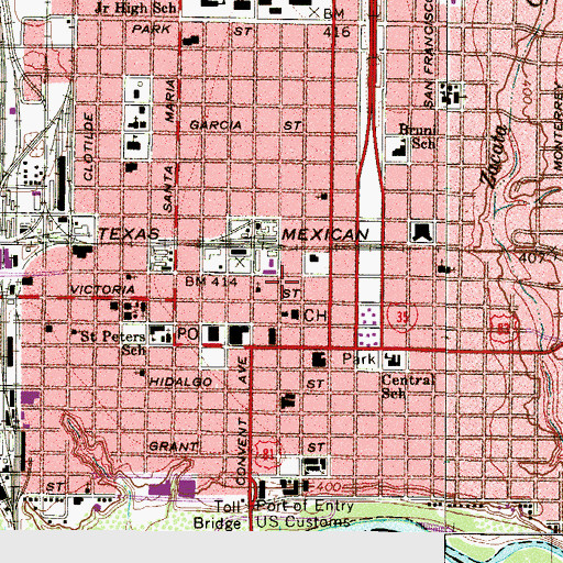 Topographic Map of Webb County Jail, TX