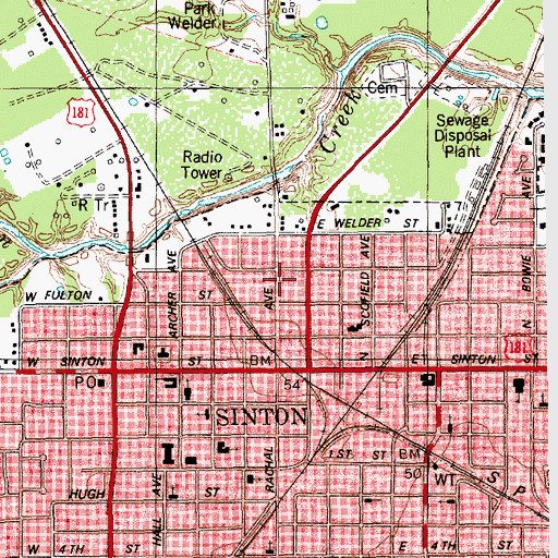 Topographic Map of San Patricio County Jail, TX
