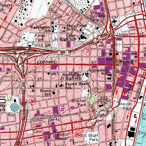 Topographic Map of Nueces County Jail, TX