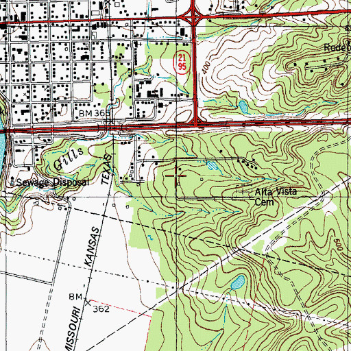 Topographic Map of Bastrop County Jail, TX