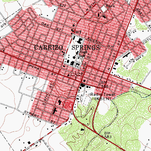 Topographic Map of Dimmit County Jail, TX