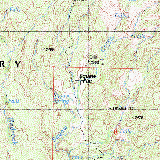 Topographic Map of Squaw Flat, CA