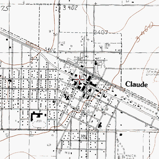 Topographic Map of Armstrong County Jail, TX
