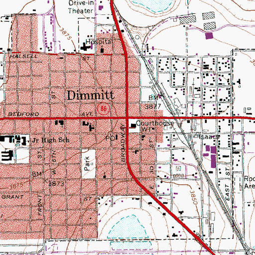 Topographic Map of Castro County Jail, TX