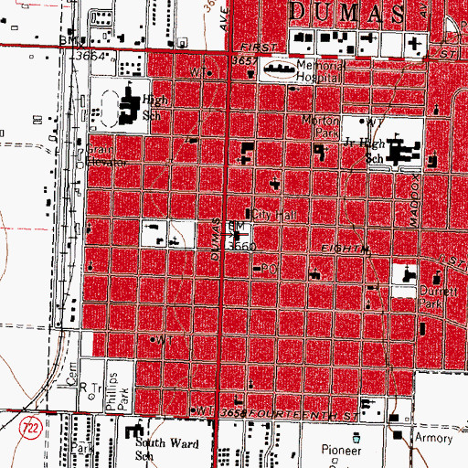 Topographic Map of Moore County Jail, TX