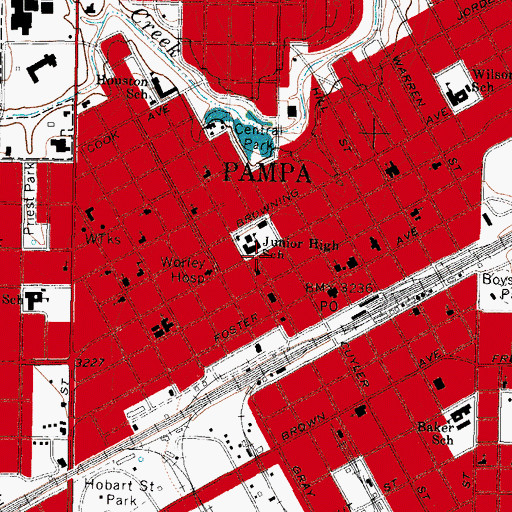 Topographic Map of Gray County Jail, TX