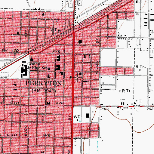 Topographic Map of Ochiltree County Jail, TX