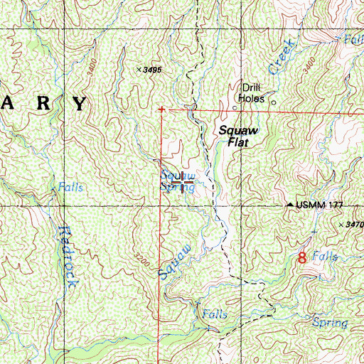 Topographic Map of Squaw Spring, CA
