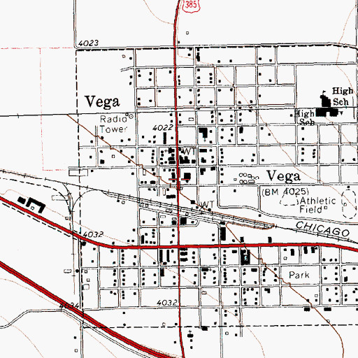Topographic Map of Oldham County Jail, TX