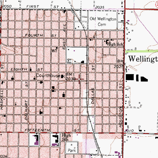 Topographic Map of Collingsworth County Jail, TX