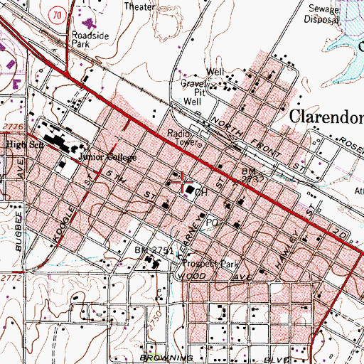 Topographic Map of Donley County Jail, TX