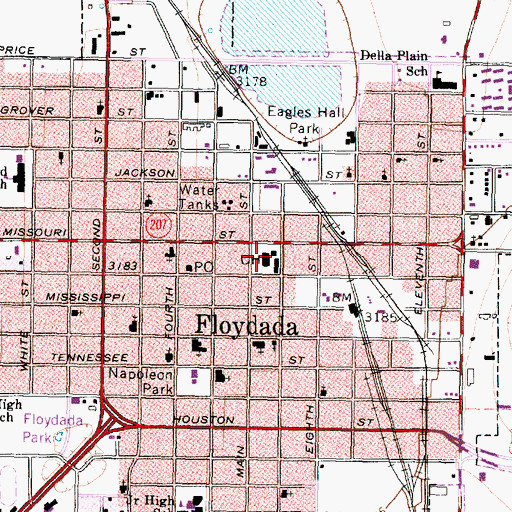 Topographic Map of Floyd County Jail, TX
