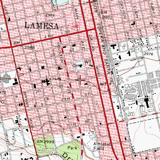 Topographic Map of Dawson County Law Enforcement Center, TX