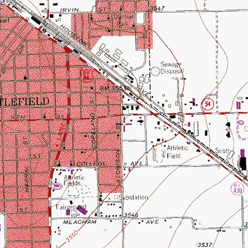 Topographic Map of Lamb County Jail, TX