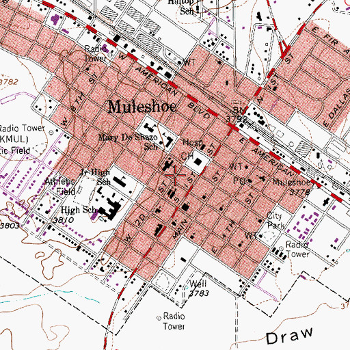 Topographic Map of Bailey County Law Enforcement Center, TX