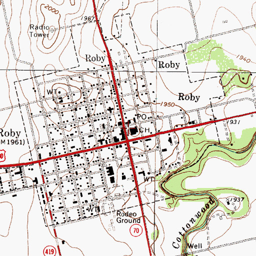 Topographic Map of Fisher County Jail, TX