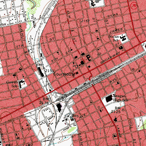 Topographic Map of Nolan County Jail, TX