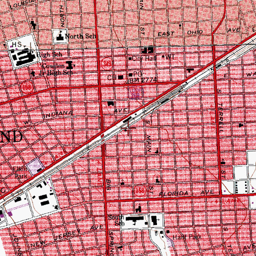 Topographic Map of Midland County Jail, TX