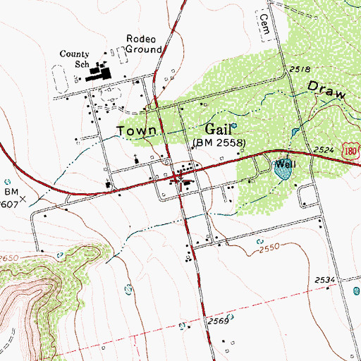 Topographic Map of Borden County Jail, TX