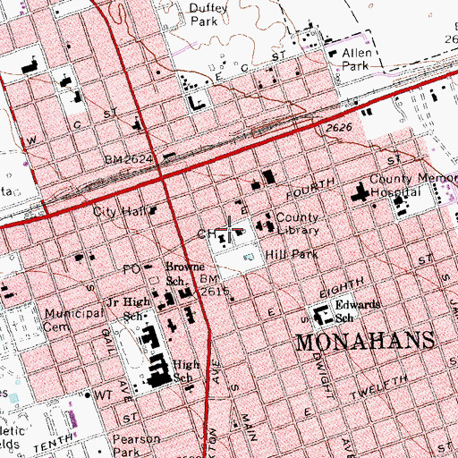 Topographic Map of Lee Russ Memorial Ward County Law Enforcement Center, TX