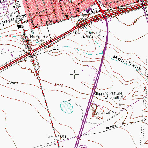 Topographic Map of Ector County Detention Center, TX