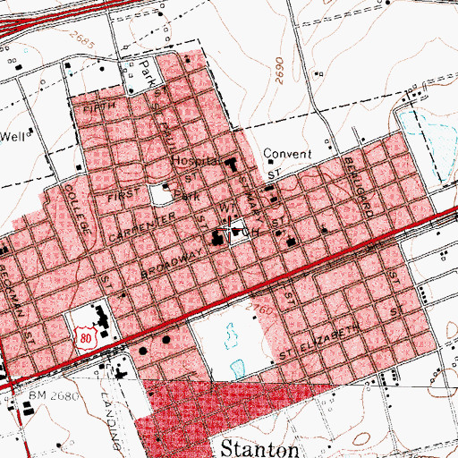 Topographic Map of Martin County Jail, TX