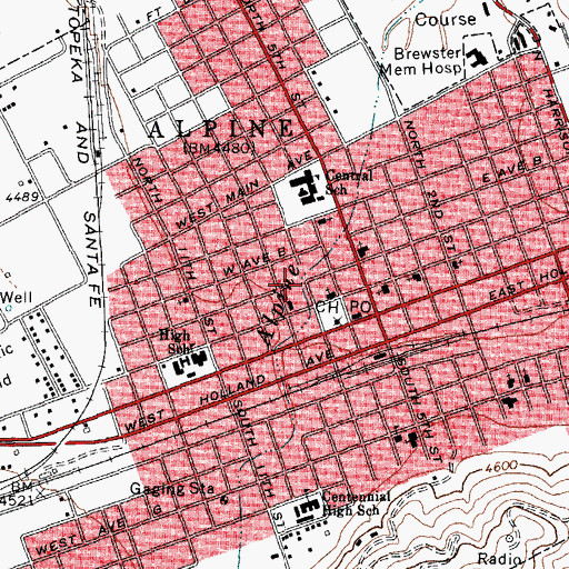 Topographic Map of Brewster County Jail, TX