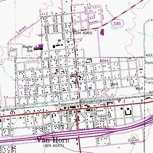 Topographic Map of Culberson County Jail, TX