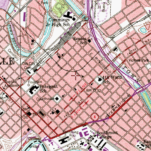 Topographic Map of Cameron County Detention Center, TX