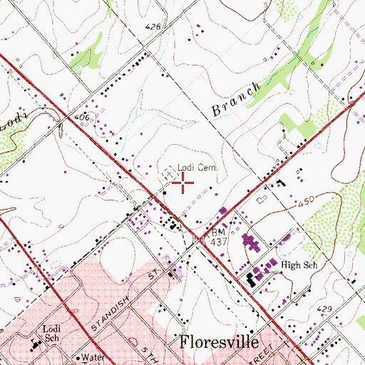 Topographic Map of Wilson County Jail, TX