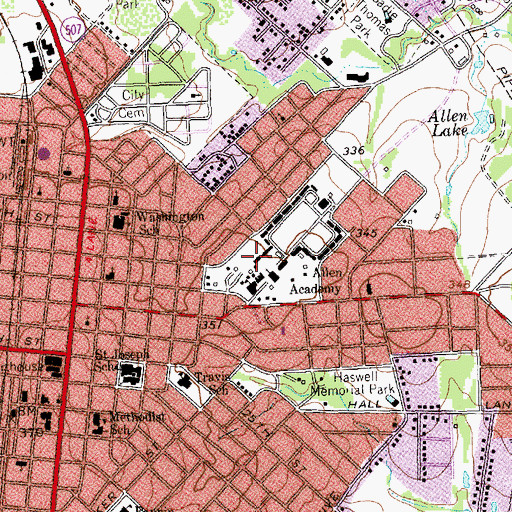 Topographic Map of Federal Prison Camp Bryan Facility, TX