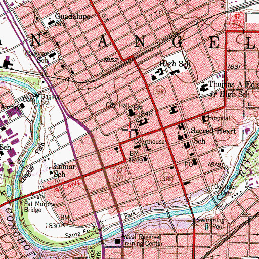 Topographic Map of Tom Green County Justice Center, TX
