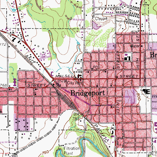 Topographic Map of Bridgeport Police Department, TX
