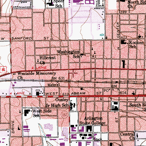 Topographic Map of Arlington Police Department - Main - North Station, TX