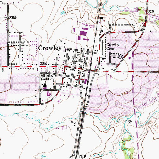 Topographic Map of Crowley Police Department, TX