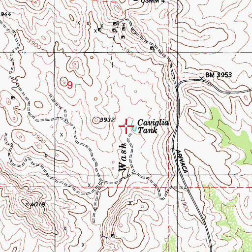 Topographic Map of Caviglia Tank, AZ