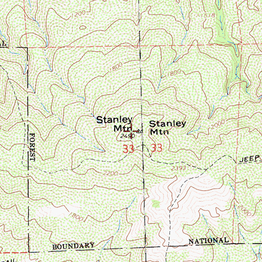 Topographic Map of Stanley Mountain, CA