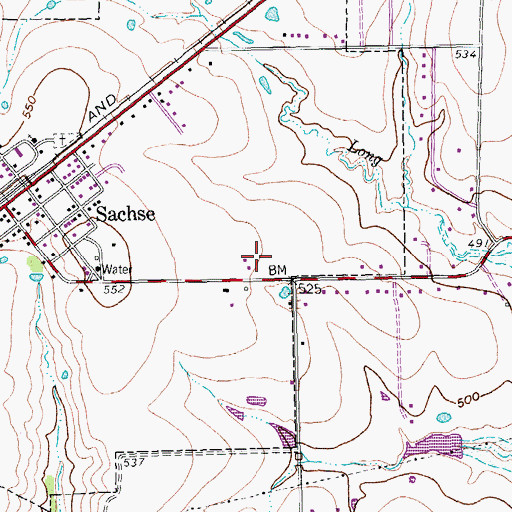 Topographic Map of Sachse Police Department, TX