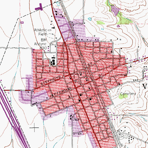 Topographic Map of Van Alstyne Police Department, TX