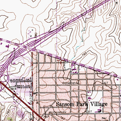 Topographic Map of Sansom Park Police Department, TX