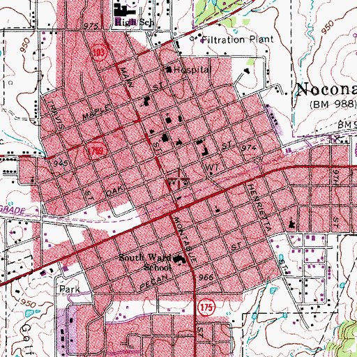 Topographic Map of Nocona Police Department, TX