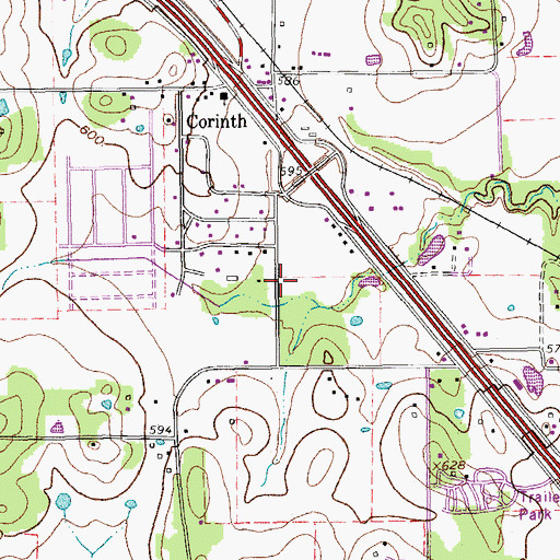 Topographic Map of Corinth Police Department, TX