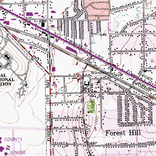 Topographic Map of Forest Hill Police Department, TX