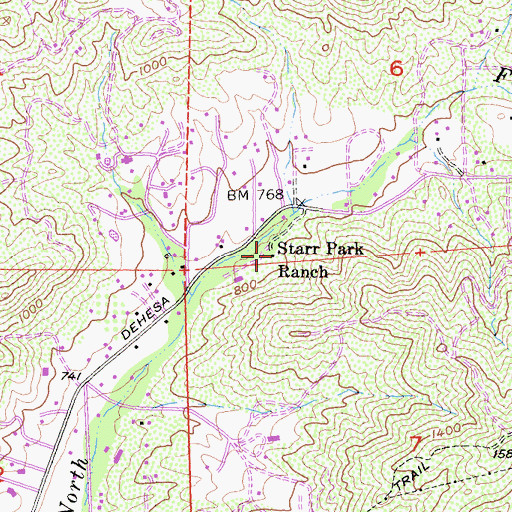 Topographic Map of Starr Park Ranch, CA